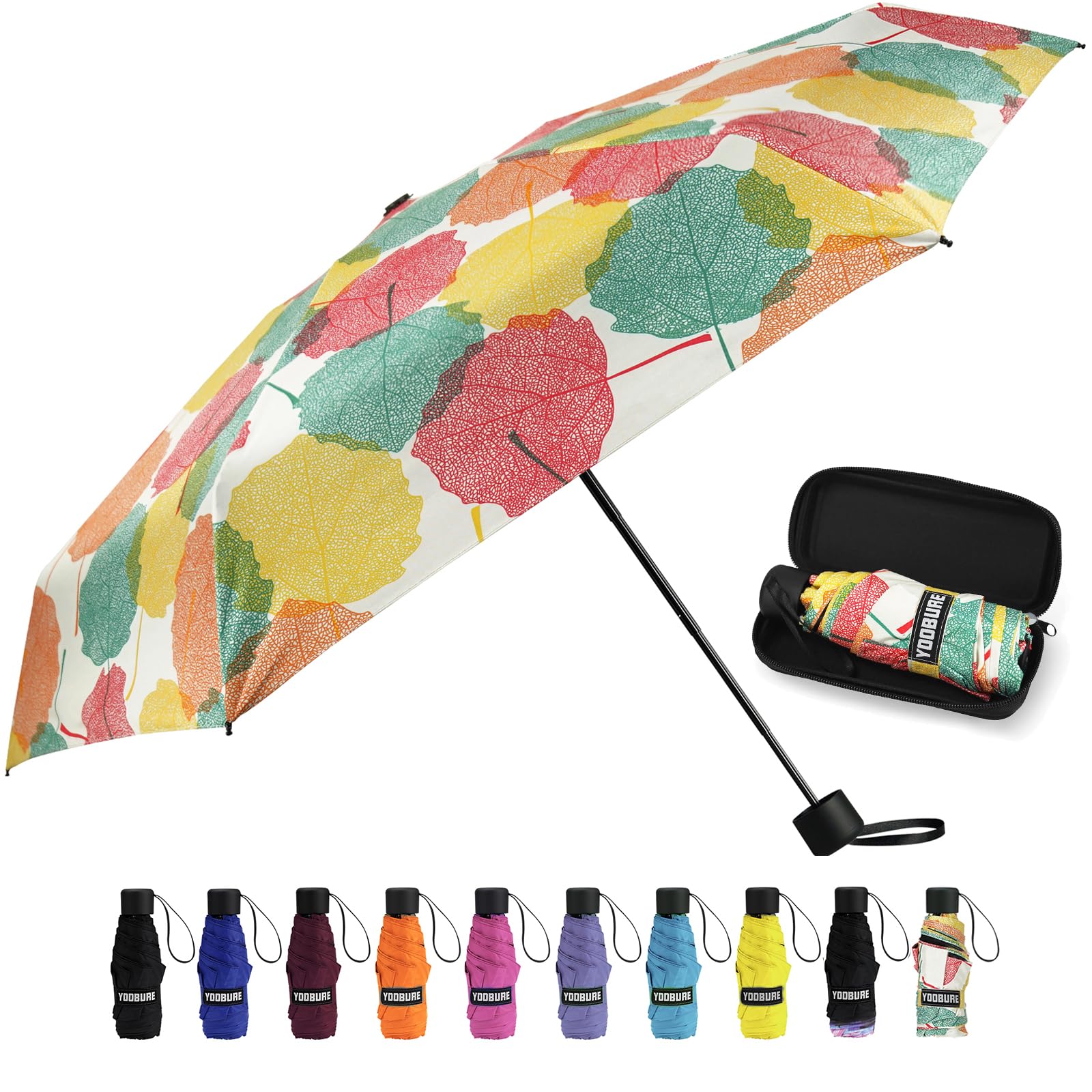 YoobureYoobure Small Mini Umbrella with Case Light Compact Design Perfect for Travel Lightweight Portable Parasol Outdoor Sun&Rain Umbrellas