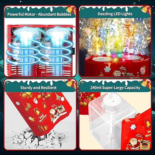 Miniatura 4 de Máquina automática de burbujas de fuegos artificiales con música, máquina de burbujas para niños con luces LED intermitentes para fiestas al aire