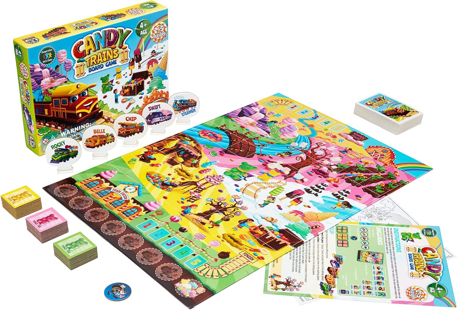 Candy Trains Board Game for Kids Ages 4+ – Build Sweet Train Tracks Together in a Fun Cooperative Game – Easy to Learn – Perfect for Family Game Night