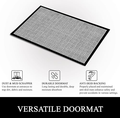 Miniatura 8 de A1HC - Tapete de goma de polipropileno duradero y versátil para todo tipo de clima, para interiores y exteriores, fácil de mantener puertas traseras