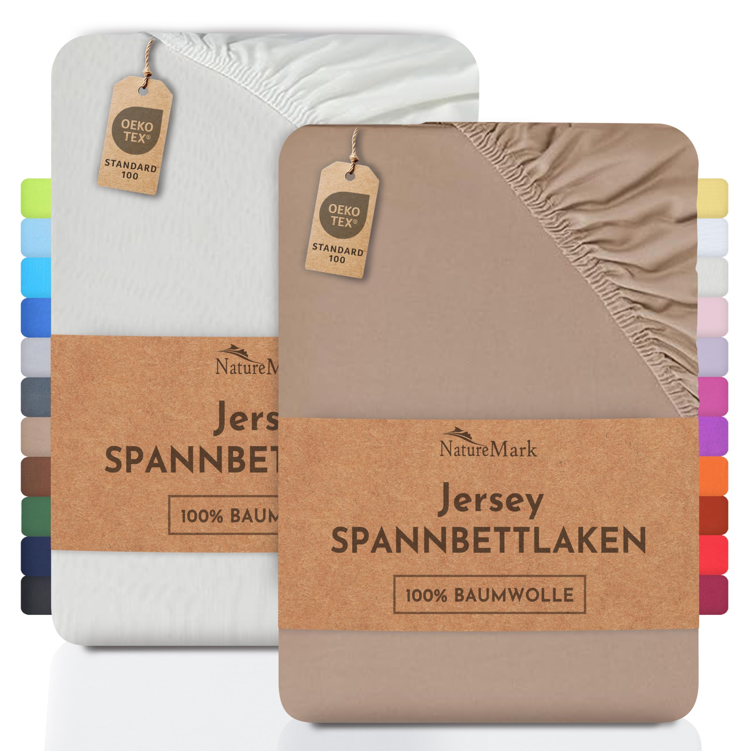2 Jersey Spannbettlaken Spannbetttuch Baumwolle Qualität Ökotex Standard 100