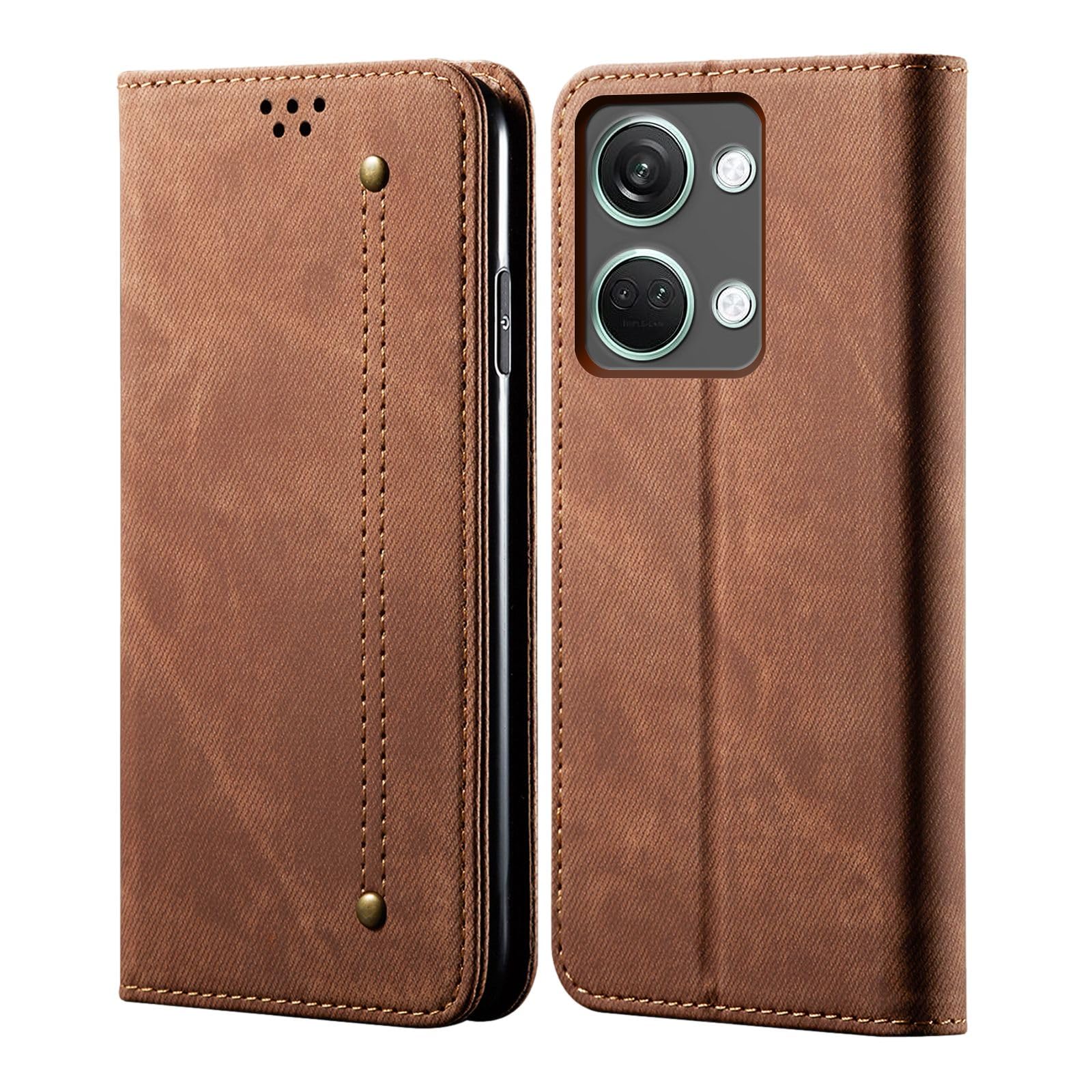 Cubix® Denim Flip Cover for OnePlus Nord 3 Case Luxury Slim Wallet Folio Case Magnetic Closure Cover (Brown) (B0BTDLBJWX) Amazon Price History, Amazon Price Tracker