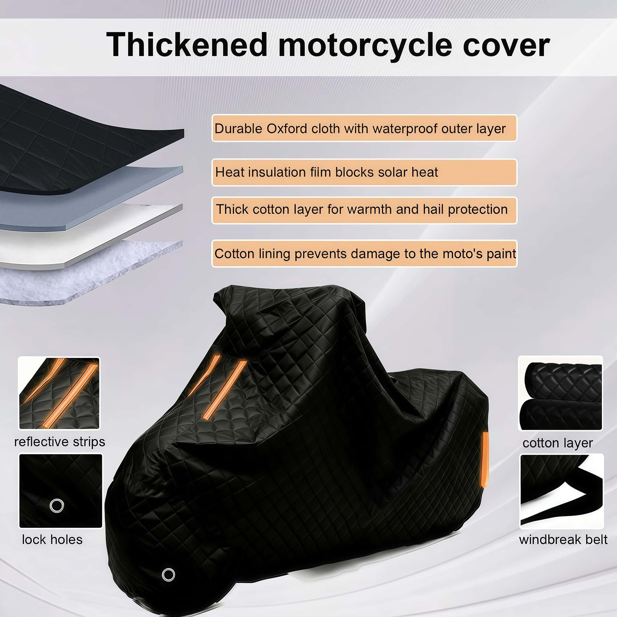 Funda para Moto para Harley-Davidson VRSCD Night Rod Cubre Motos Antigranizo丨Impermeable Resistente al Sol y a los arañazos para Motos Scooter Bicicleta con Banda Reflectante-KS96