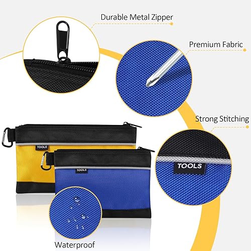 Miniatura 3 de Paquete de 4 bolsas de herramientas, bolsa de herramientas pequeña con cremallera, Oxford 1680D impermeable, bolsas de herramientas multiusos con