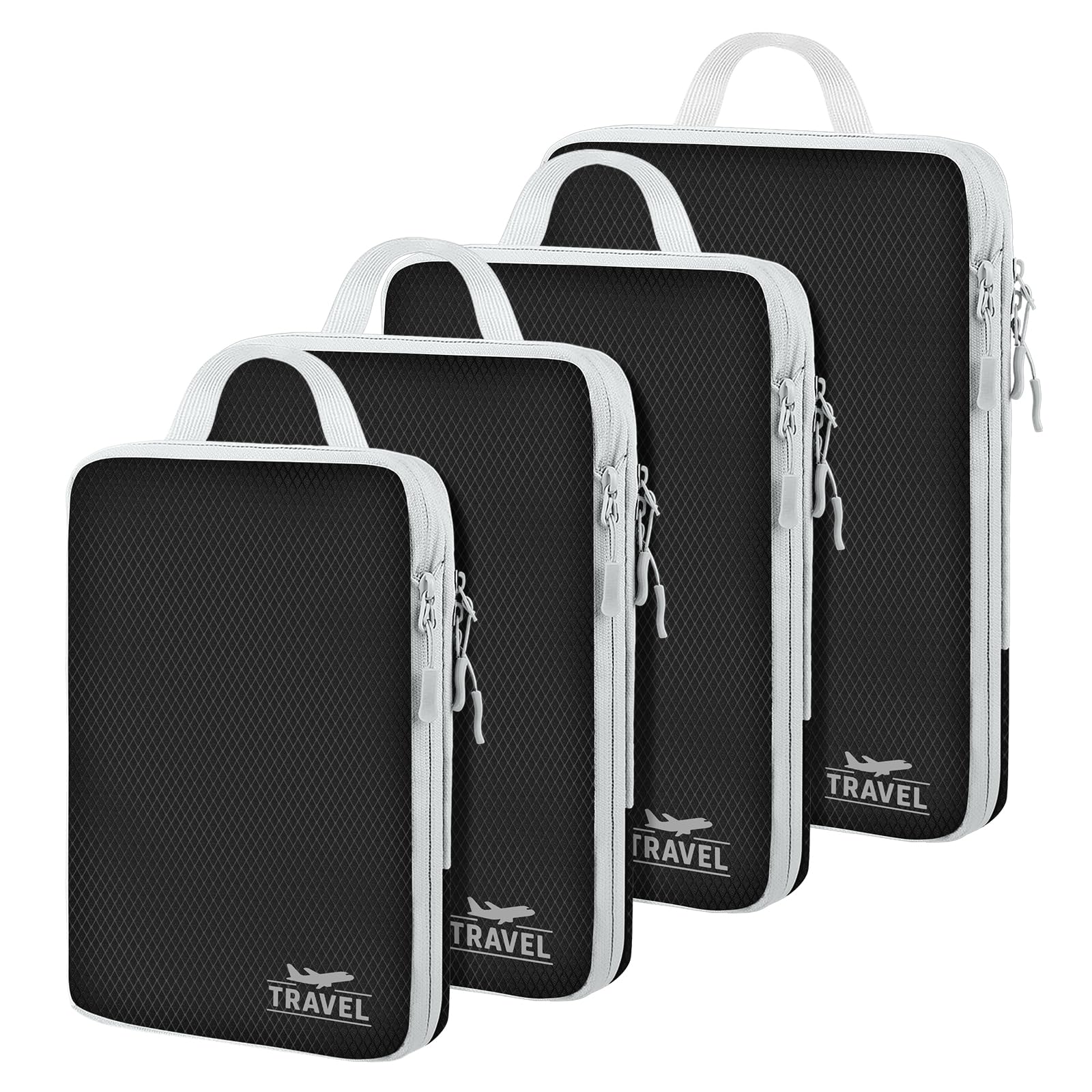 Photo 1 of ***1 BAG IS RIPPED (LARGER BAG) *** Lemoobolsa 4 Set Compression Packing Cubes, Suitcase Organizer, Lightweight Travel Essentials, Compression Bags For Travel Accessories Luggage Storage Set (4 Pcs, Black)