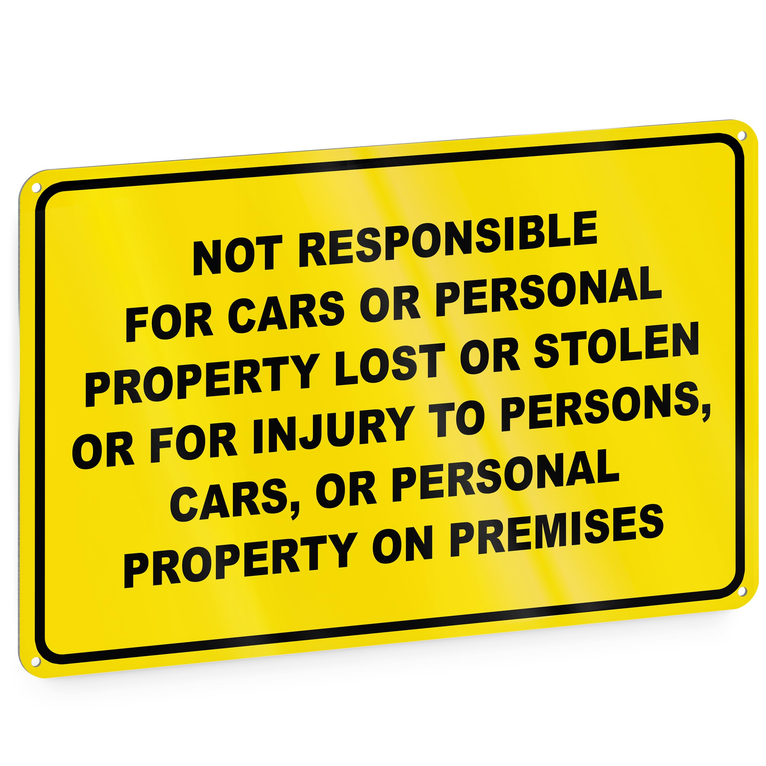 Not Responsible for Accidents Lost Items Warning Sign, Outdoor & Indoor, 12x8 inch