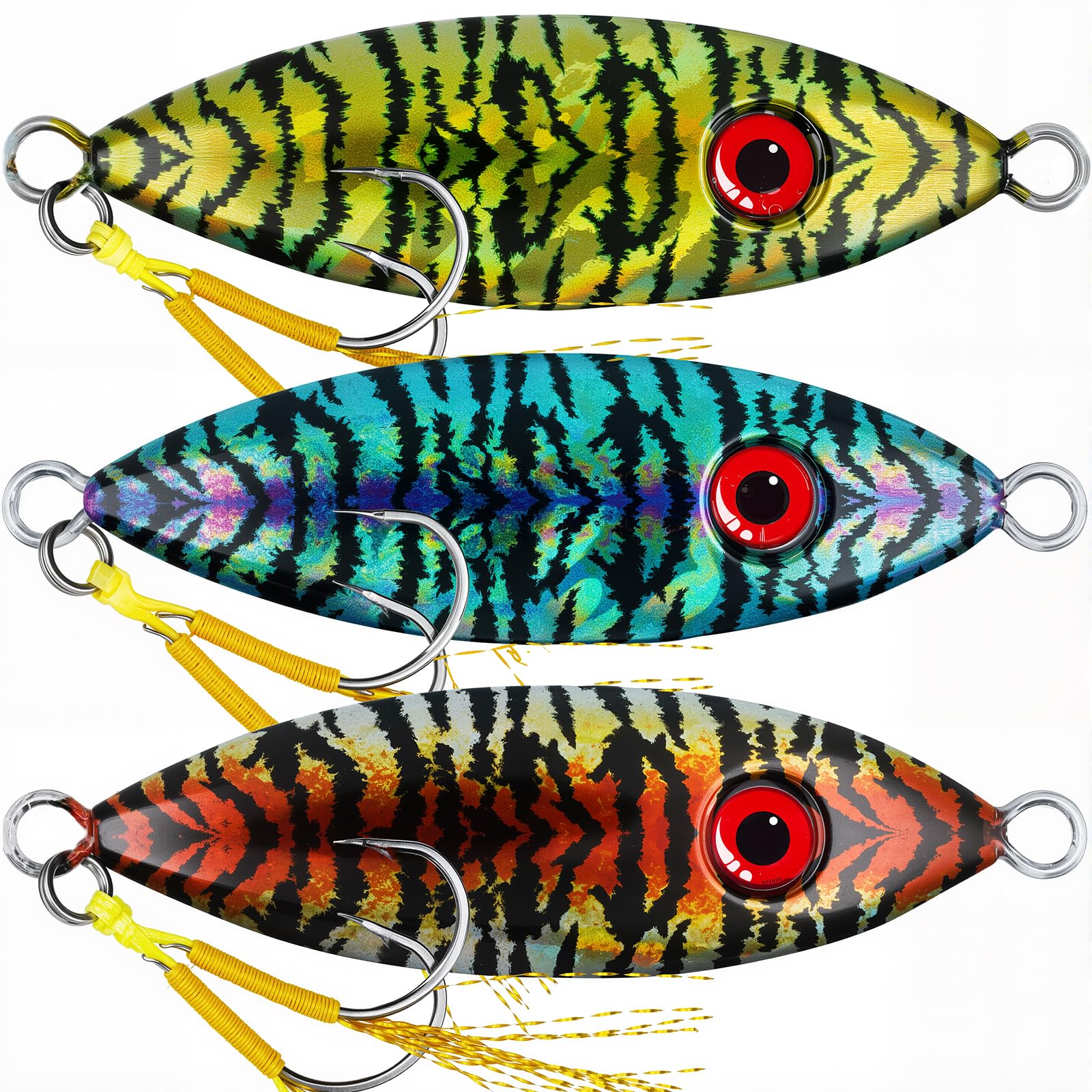 Saltwater Slow Pitch & Fast Fall Fishing Jig 50g - Vertical Jigging Spoon with Dual High-Carbon Steel Mustad Hooks, High-Realistic Baitfish Design for