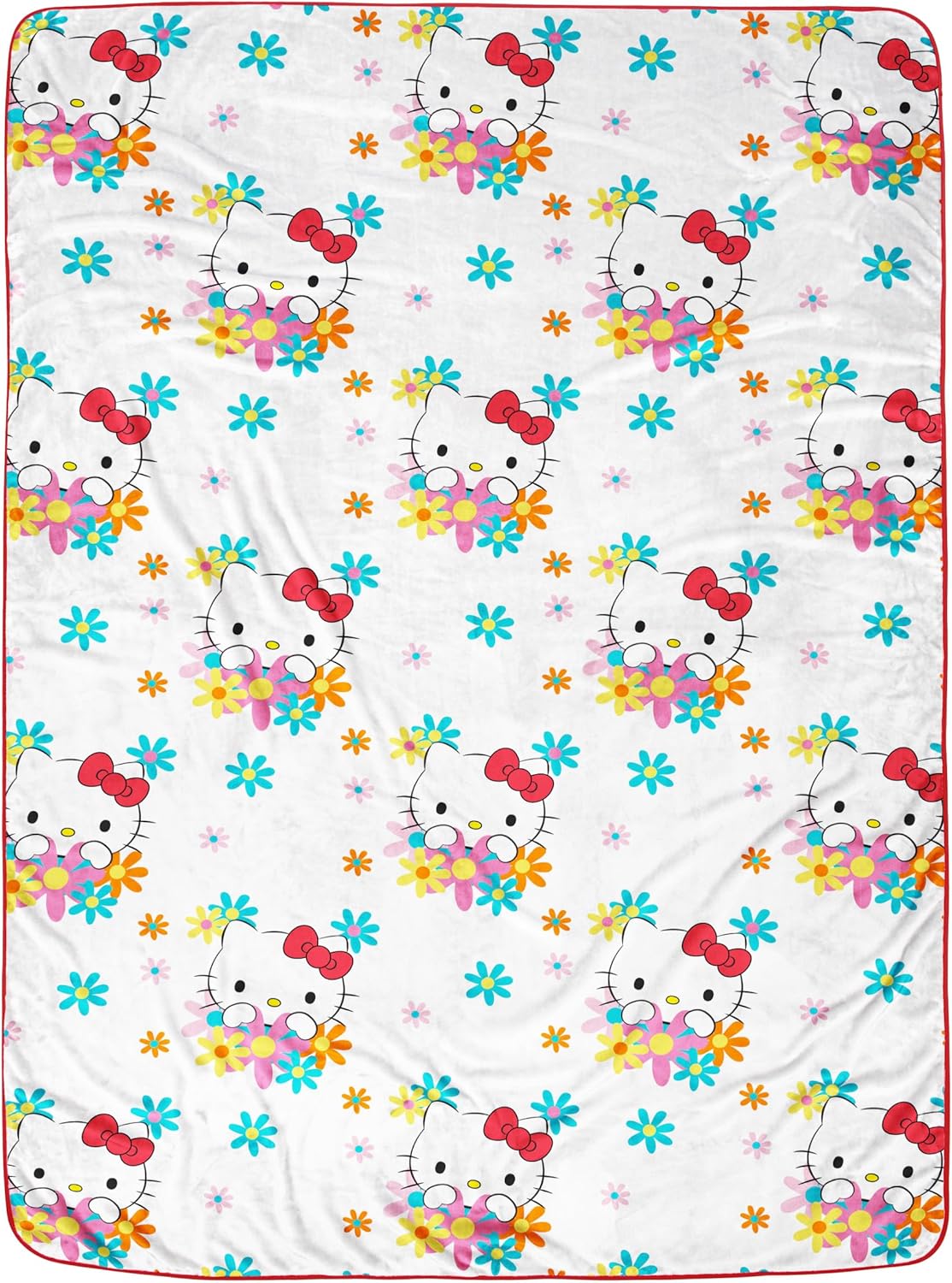 Hello Kitty Flowers and Kittens Plush Blanket - Measures 60 x 90 Inches, Kids Bedding - Super Soft Fleece Bedding - Image 2