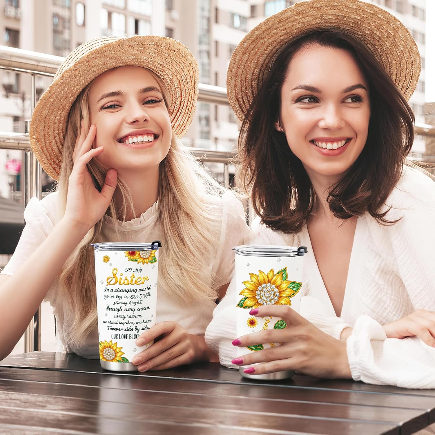 Sister Gift From Sisters, Birthday Gifts for Sisters - To My Big Little Sister Gifts, 20 OZ Stainless Steel Insulated Travel Coffee Tumbler Cup - Image 2