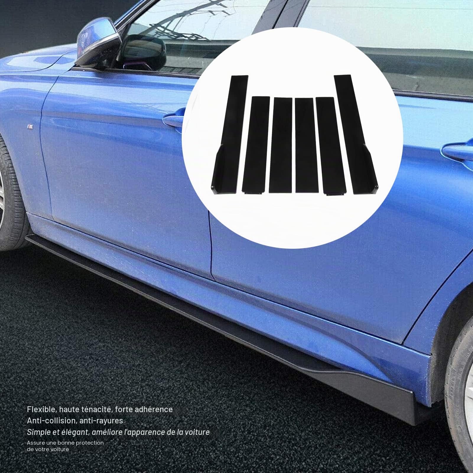Jupe latérale Automobile Universelle Protection Anti Rayures ABS Noir 6PCS Pliable pour Voiture