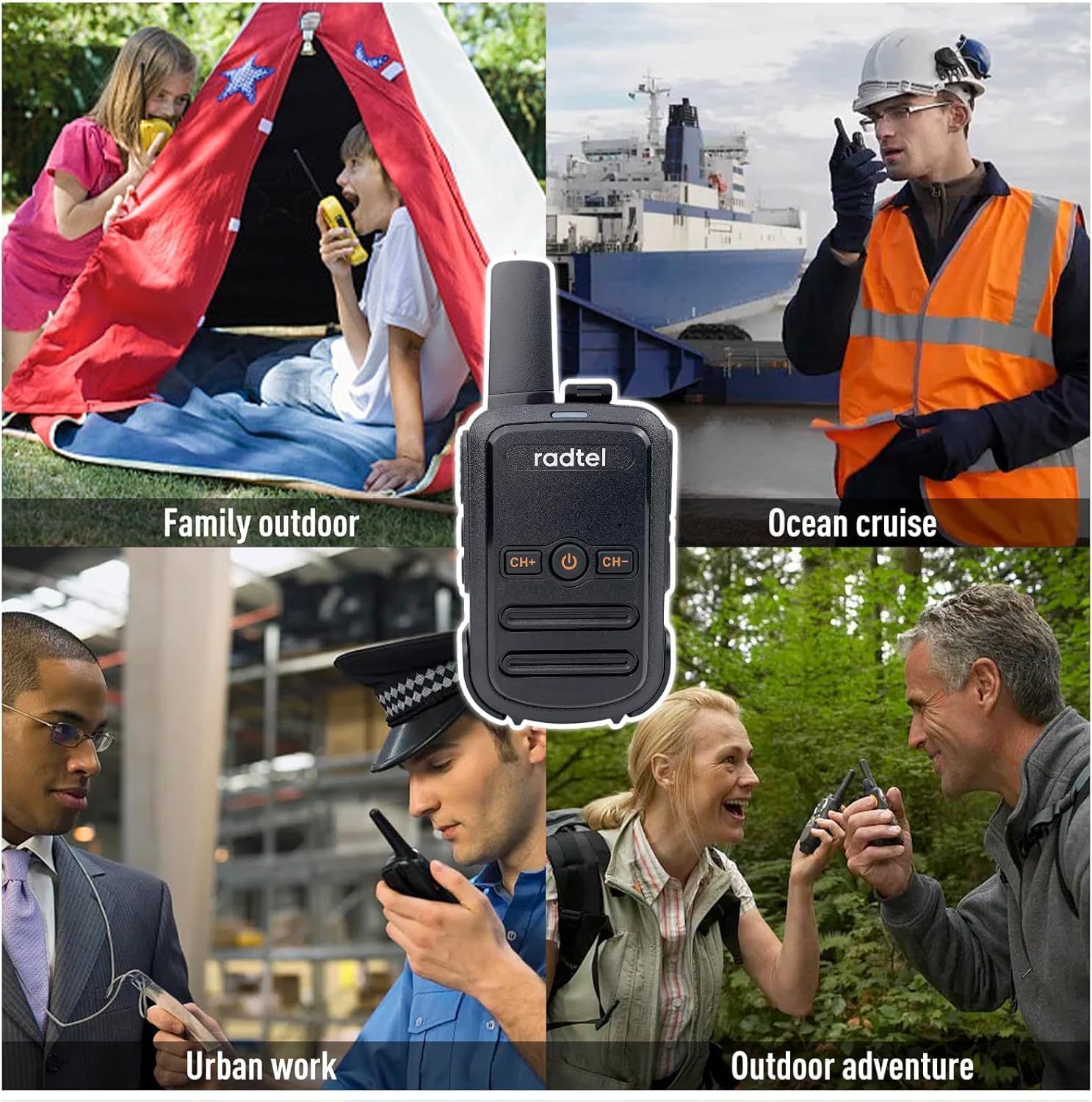 Radtel RT12 Rechargeable Walkie Talkies for Adults Long Range Handheld FRS Two Way Radio 16CH Handsfree VOX for Camping Hiking (8 Pack)