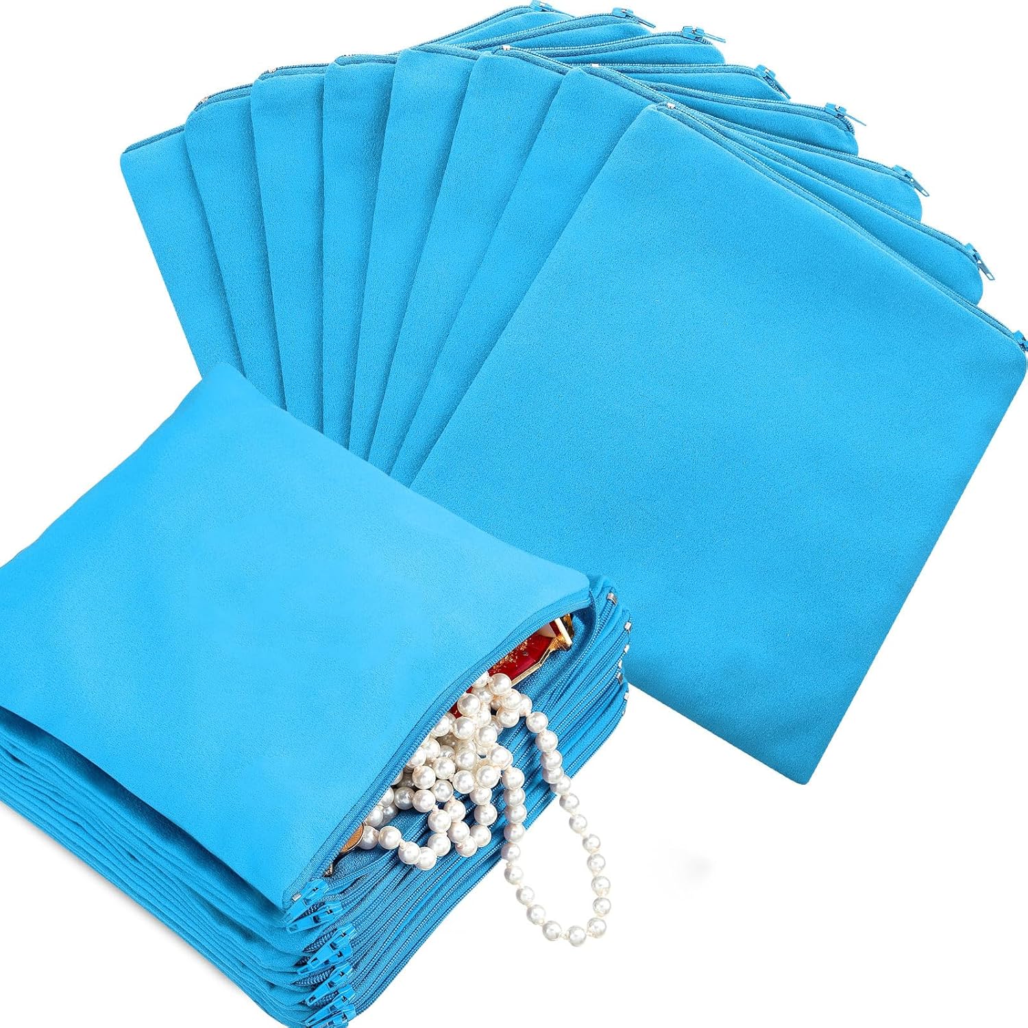 Sanwuta 8 Pcs Zippered Silver Storage Bags Anti Tarnish