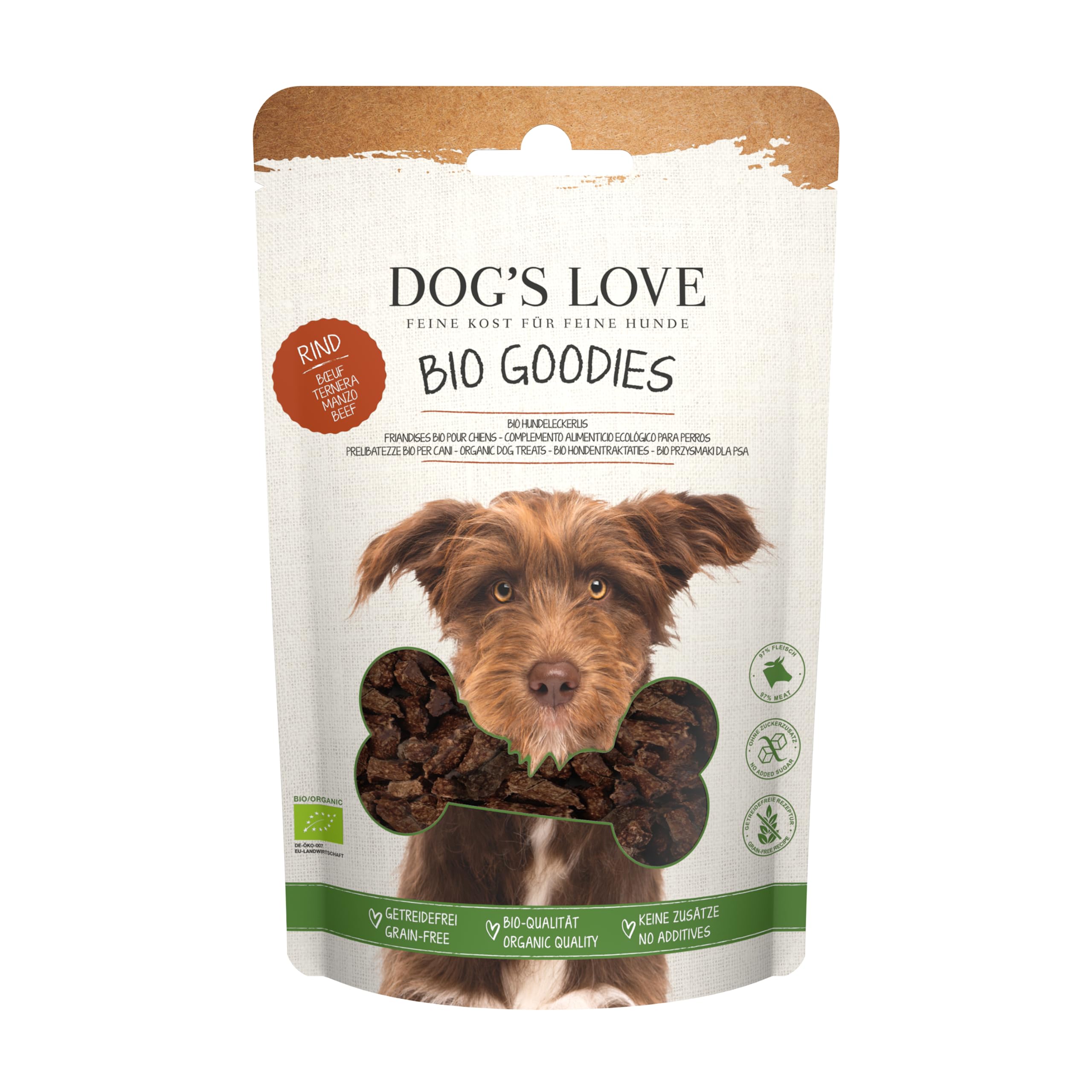 DOG'S LOVE Hunde-Goodies Bio Rind 6 x 150g | ohne Getreide & Zucker