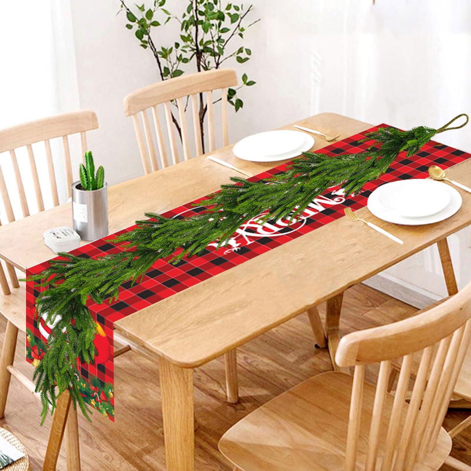 Weihnachten Deko, 2 Stück 1.8m Künstliche Norfolk Pine Girlande, Realistische Weihnachtsgirlande für Innen Kamin Treppe Wand Tür Außen (2 Stück, 1.8m)