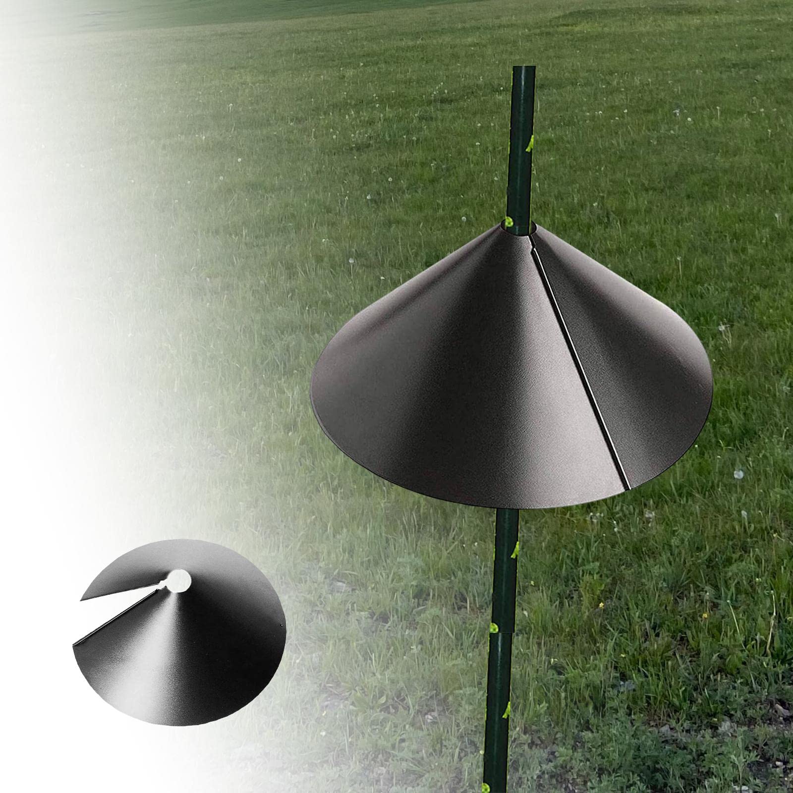 misppro Eichhörnchen-Baffle Waschbär-sicherer Vogelfutterspender Schutz umlaufend rostfrei 45,7 cm für Stangenmontage und hängende Futterspender