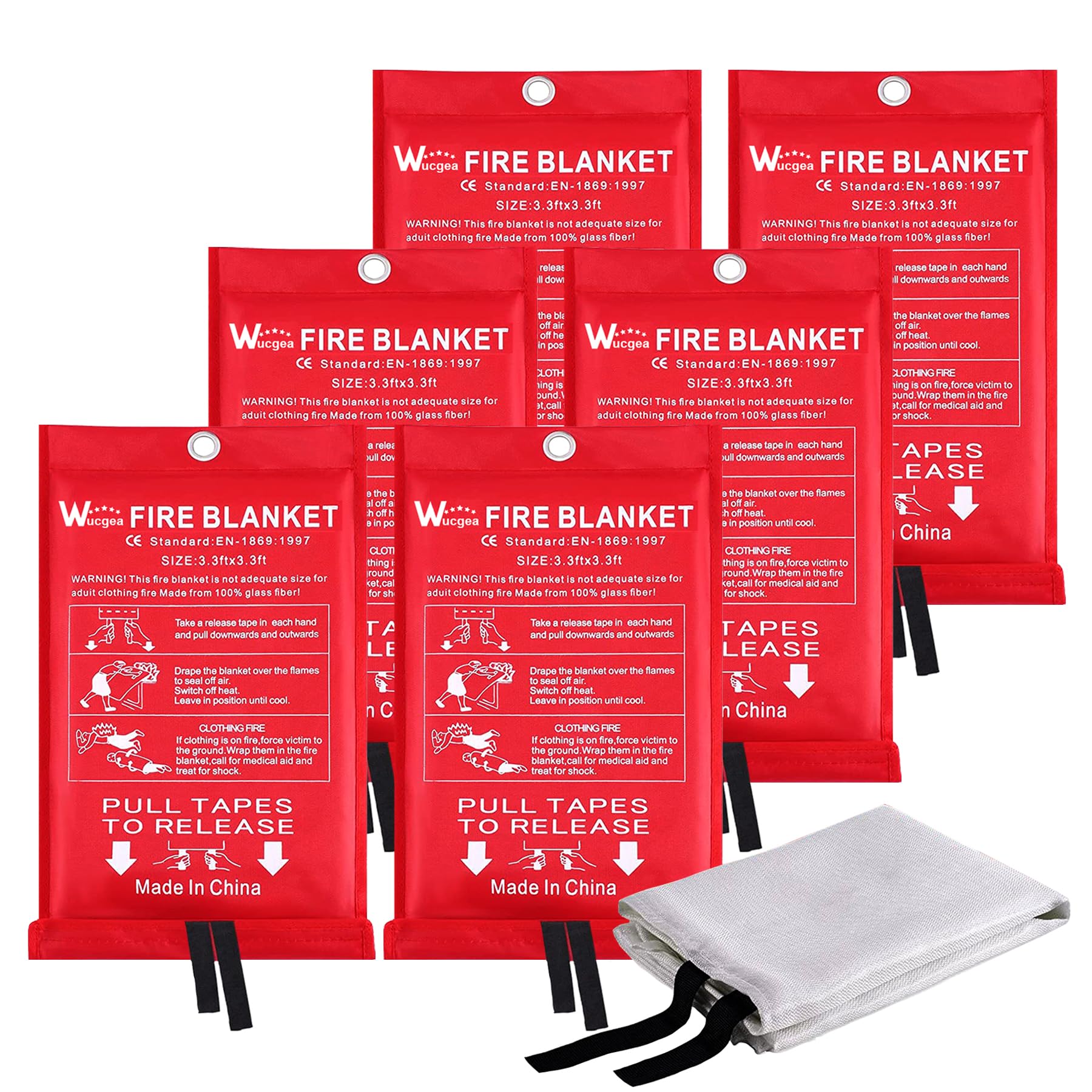 Notstand Löschdecke für küche - Feuerlöschdecke DIN EN 1869:1997 Sicherheit Glasfaser Brandschutzdecke für Fettbrände Auto Schule Kamin Grill Büro Garage Schweißen Lager 1,0m x 1,0m…