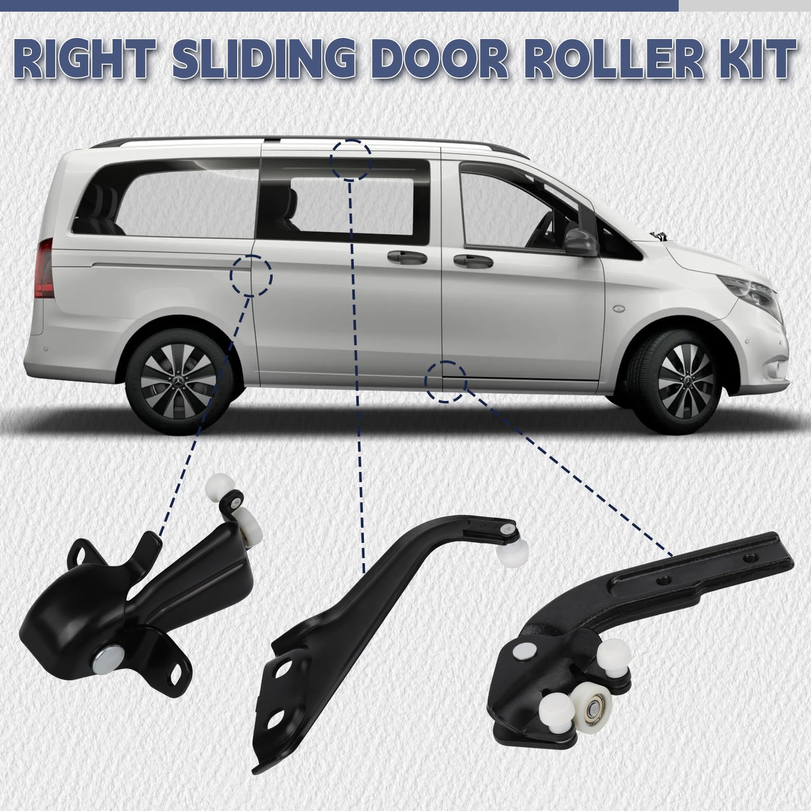 Juego de guías de rodillos para puerta corredera derecha para Mercedes-Benz Viano W639 2003-2022, guía de rodillos para puerta corredera, puerta lateral derecha para Vito/Mixto Van W639