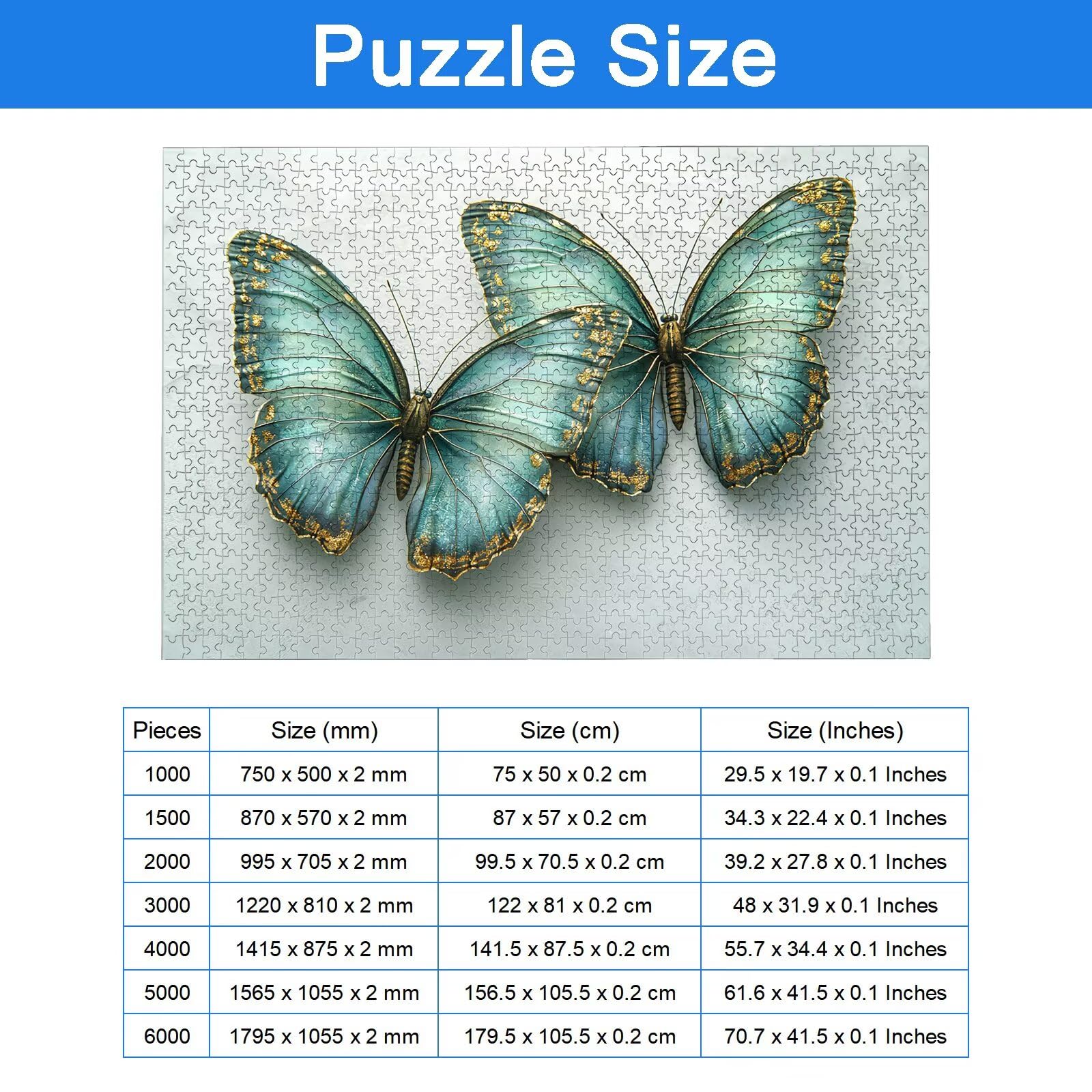 Puzzle 1500 Pezzi Farfalla, Puzzle Animale 1500 Pezzi Arte per Adulti e Bambini, Misura: 87x57 cm, Puzzles Legno per Adulti con Squisita Scatola di Imballaggio, Idea Regalo Donna, Regalo Uomo, -7725