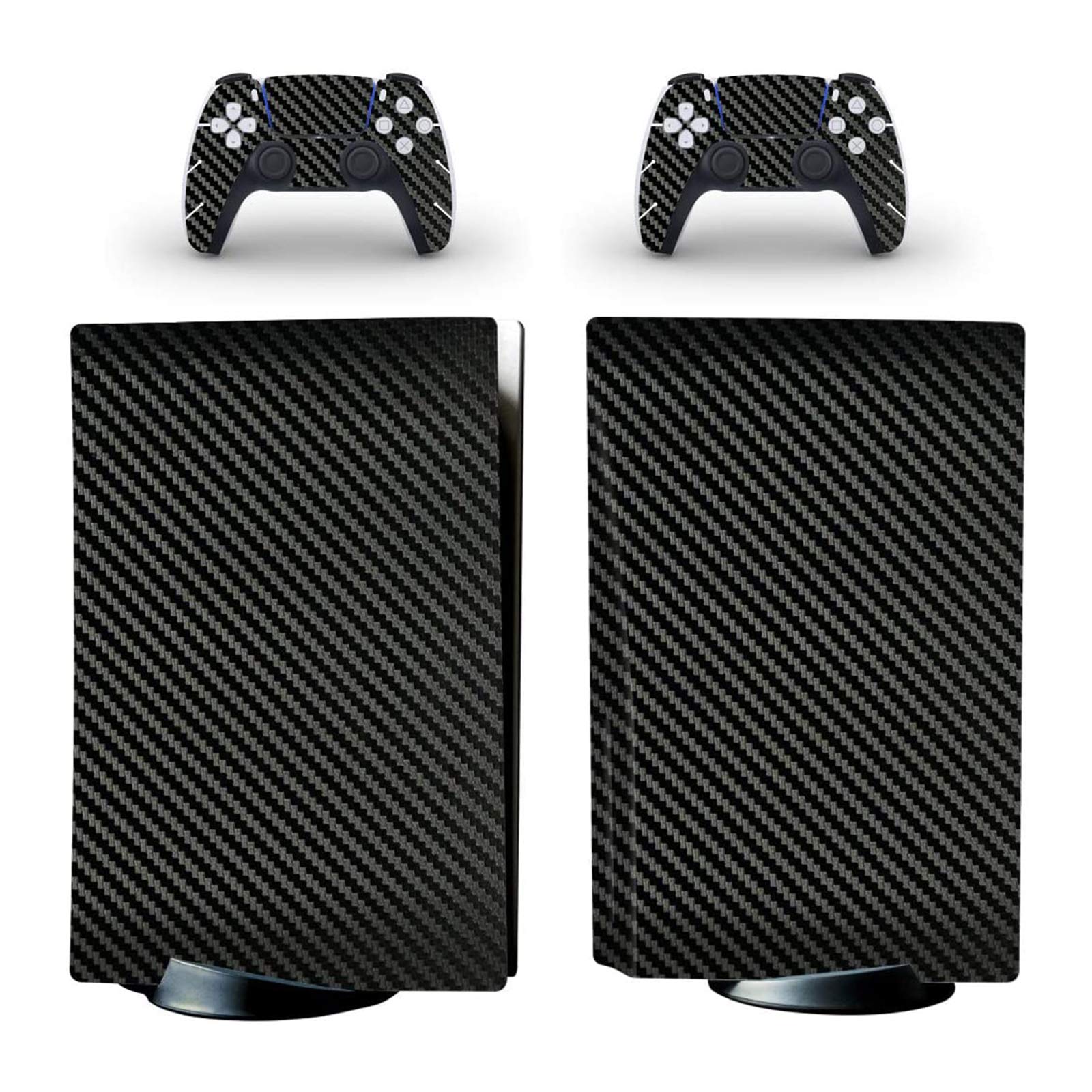 UOPTR Vinyl Sticker Decal Skin Cover for PS5 Playstation 5 Console Controllers Disk Edition Carbon Fiber Black