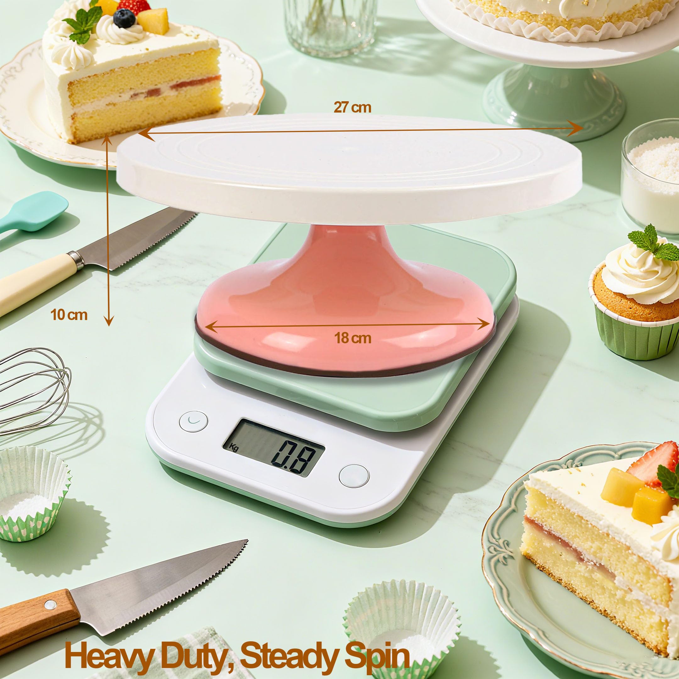 Acheter Plateau Tournant De Cuisson De Gâteaux, Table Rotative De Montage De Gâteaux, Outil De Montage En Plastique PP, Plateau Tournant De Montage De Gâteaux