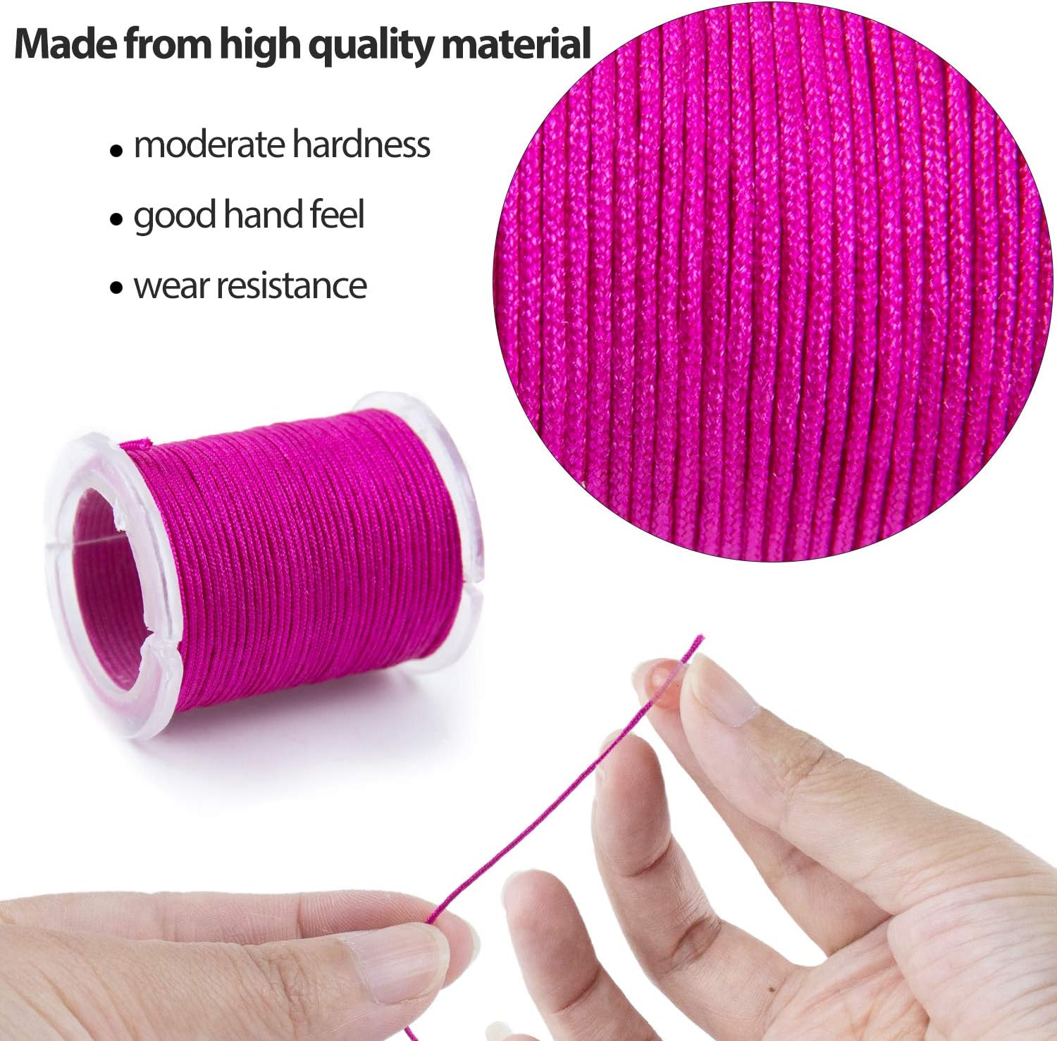 AUEAR, 10 Colors 0.8mm Nylon Cord Beading String for Jewelry Making Chinese Knot Bracelet String Kumihimo Macrame Thread Cords 109 Yards