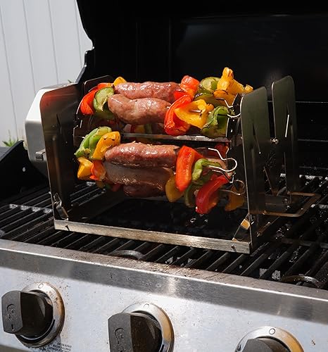 Miniatura 25 de ROTO-Q 360 Kit de asador universal inalámbrico para parrillas, hornos y ahumadores, asador de asador de viento no eléctrico, barbacoa de gas o Negro