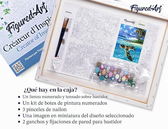 Foto 5 de 8 de Figured'Art Pintar por Numeros Adultos con marco Tortuga Relajada