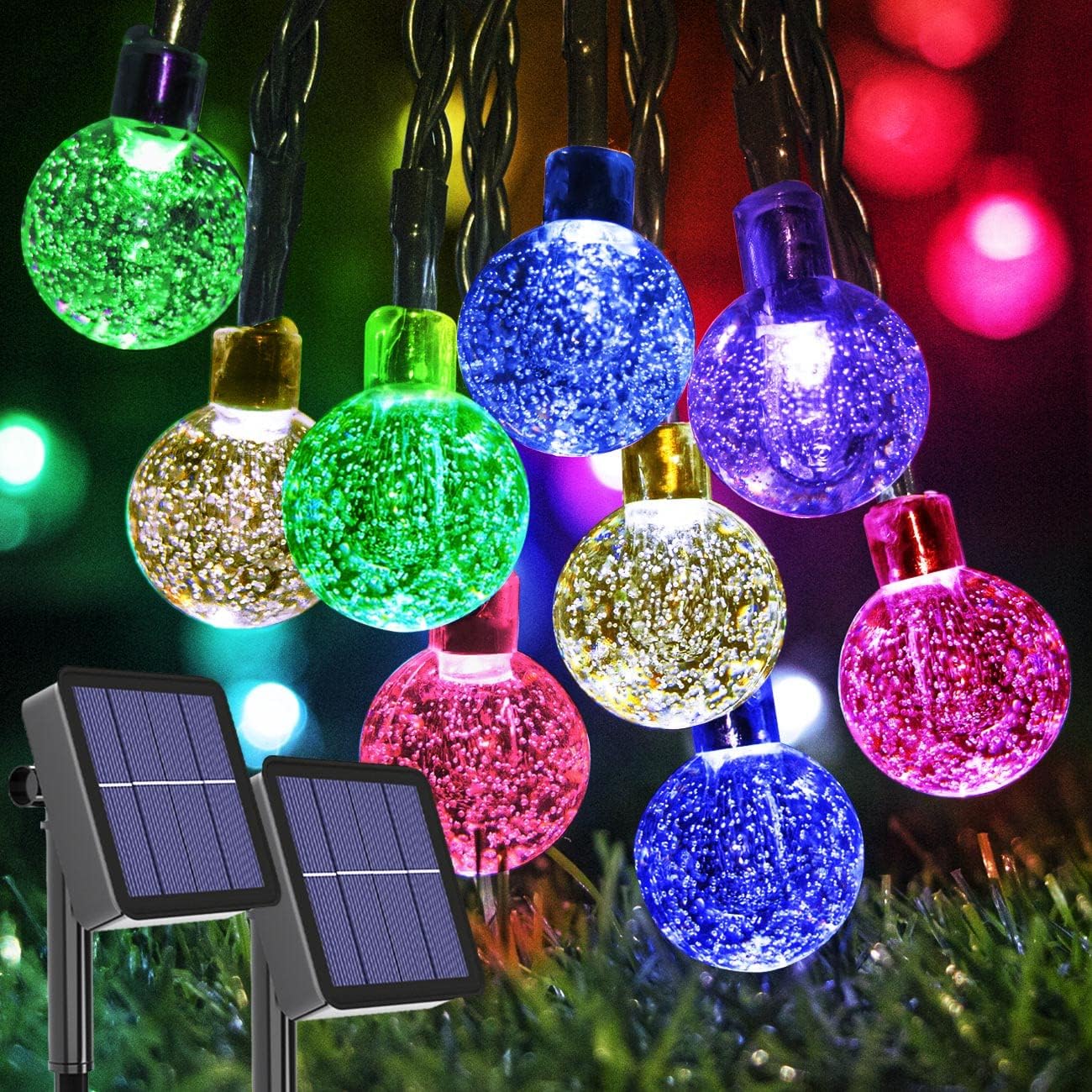 Kolpop [2 Pack] Solar String Lights Outdoor, 4.5M 30LED Solar Crystal