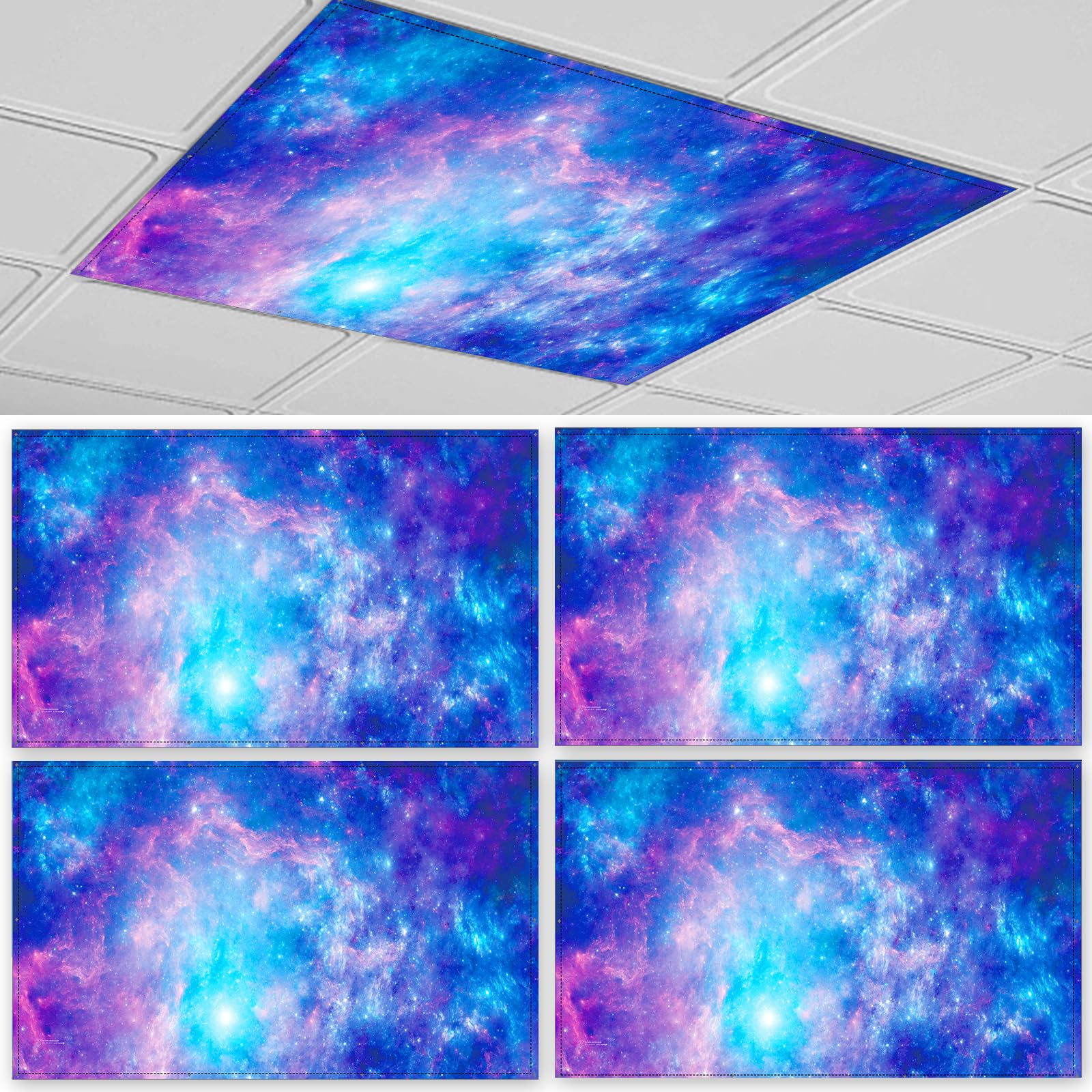 4 Pcs Fluorescent Light Covers for Ceiling Lights Classroom Hospital Home