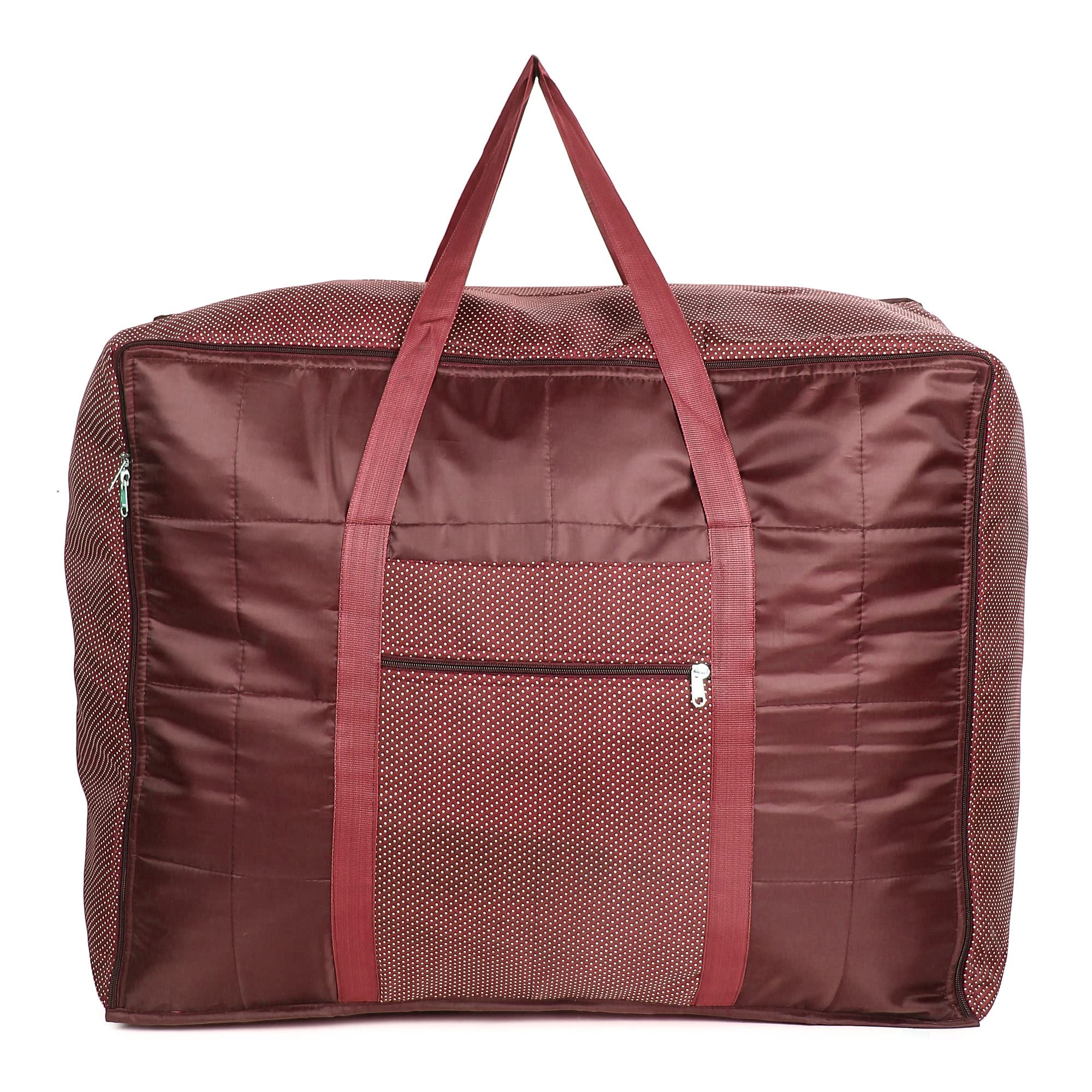 Peafowl Parachute Jumbo Underbed Rectangular Storage Bag with Zipper and Handle | Multipurpose Bag |Blanket Cover (Coffee Dot Design)-image-24