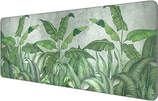 Dynippy Thin Extended Gaming Mouse Pad （31.5 * 11.8 * 0.08 inch） with Stitched Edges Large Mousepad Long XXL Keyboard and Mouse pad Desk Mat for Gaming Office & Home - Tropical Leaves