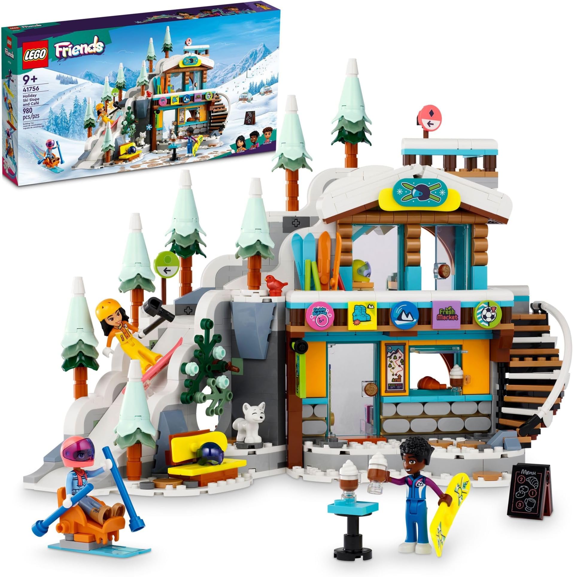 Friends Holiday Ski Slope and Café Building Toys - Pretend Play Toy Figures & Playsets for Girls & Boys, Ages 9+ - Gift for Birthdays - W/ 3 Mini-Dolls & Accessories - 42620