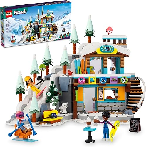 LEGO Friends Pista de esquí y cafetería festivos 41756 - Juego de juguetes de construcción, diversión creativa para mayores de 9 años con 3 mini