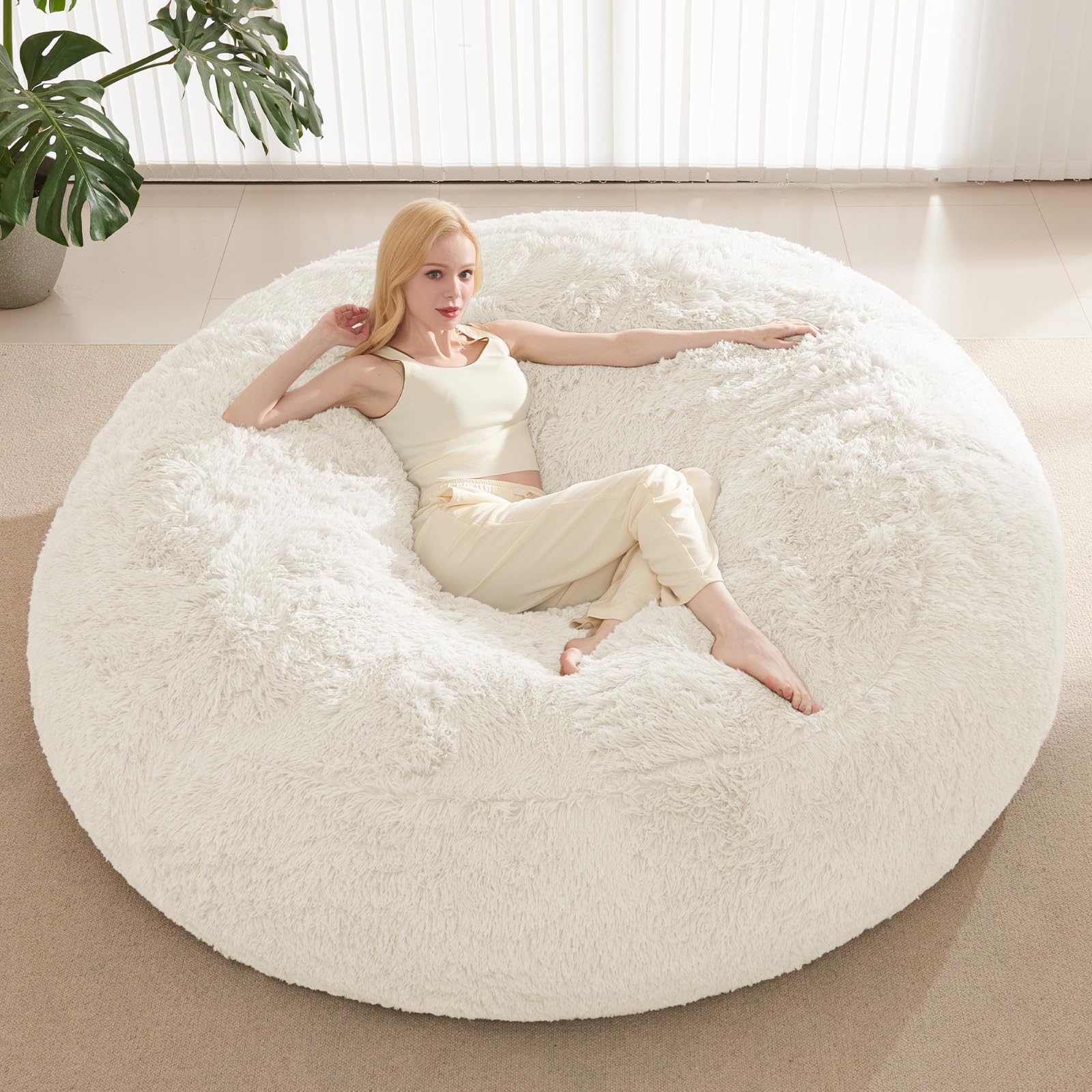 Photo 1 of ODreamyDogs 5FT Faux Fur Bean Bag Cover - White