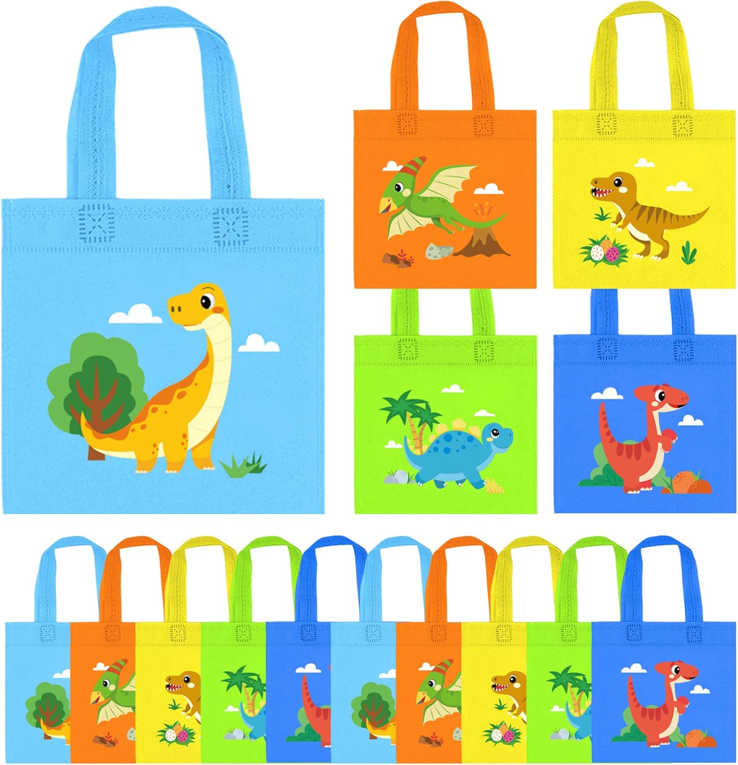 20 Pack Dinosaur Party Favor Bags Animal Birthday Party Decorations Return Gifts for Kids Birthday with 5 Style Dinosaurs for Candy Treat Goodies Gift Bags Boys Kids Dino Theme Party Supplies (BOY)