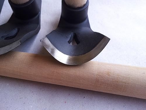 Miniatura 5 de Conjunto de tres herramientas de tallado de madera, derecha, intermedia y curva (tamaño pequeño).