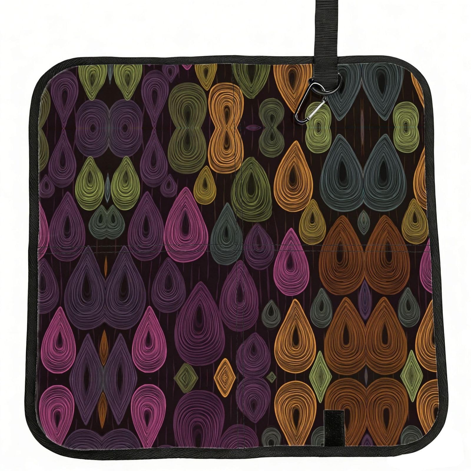 WBQLSL Colorful raindrops Foldable Seat Cushion - Portable Stadium Pad with Carabiner for Camping Hiking Picnic Beach