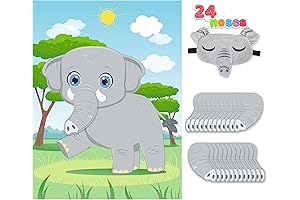 Pin the Nose on the Elephant Game - 21'' x 28'' Elephant Themed Party Game