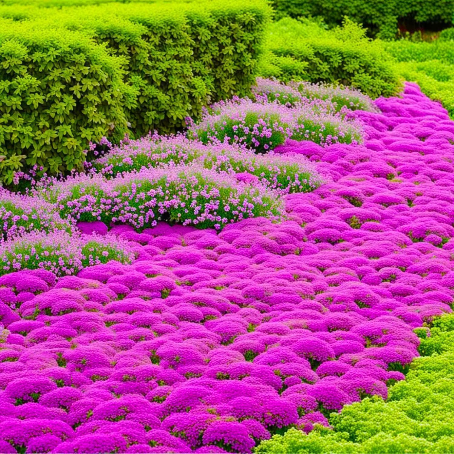 20000+ Creeping Thyme, Carpet Spreading Thyme Perennial Hard Ground Cover (Red)