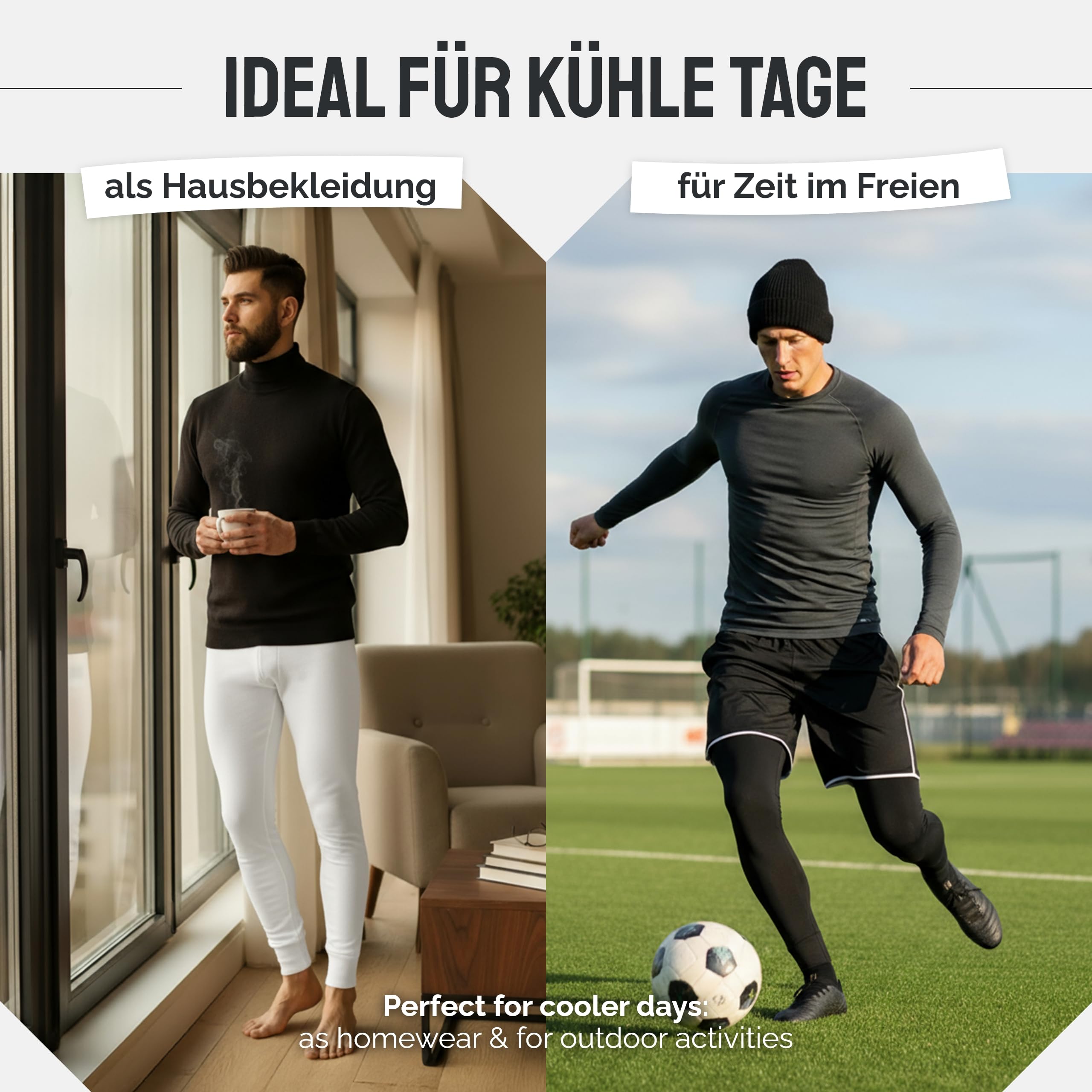 Ladeheid Calzoncillos Hombre Largos Algodon – Ropa Interior Térmica Hombre para Invierno - Pantalones Térmicos Cálidos y Transpirables para Uso Diario y Deporte LA40-247