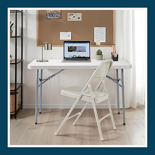 Miniatura 41 de OEF Furnishings Serie OEF50 Sillas plegables de acero resistentes con capacidad de peso de 500 libras (paquete de 4, negro) Negro