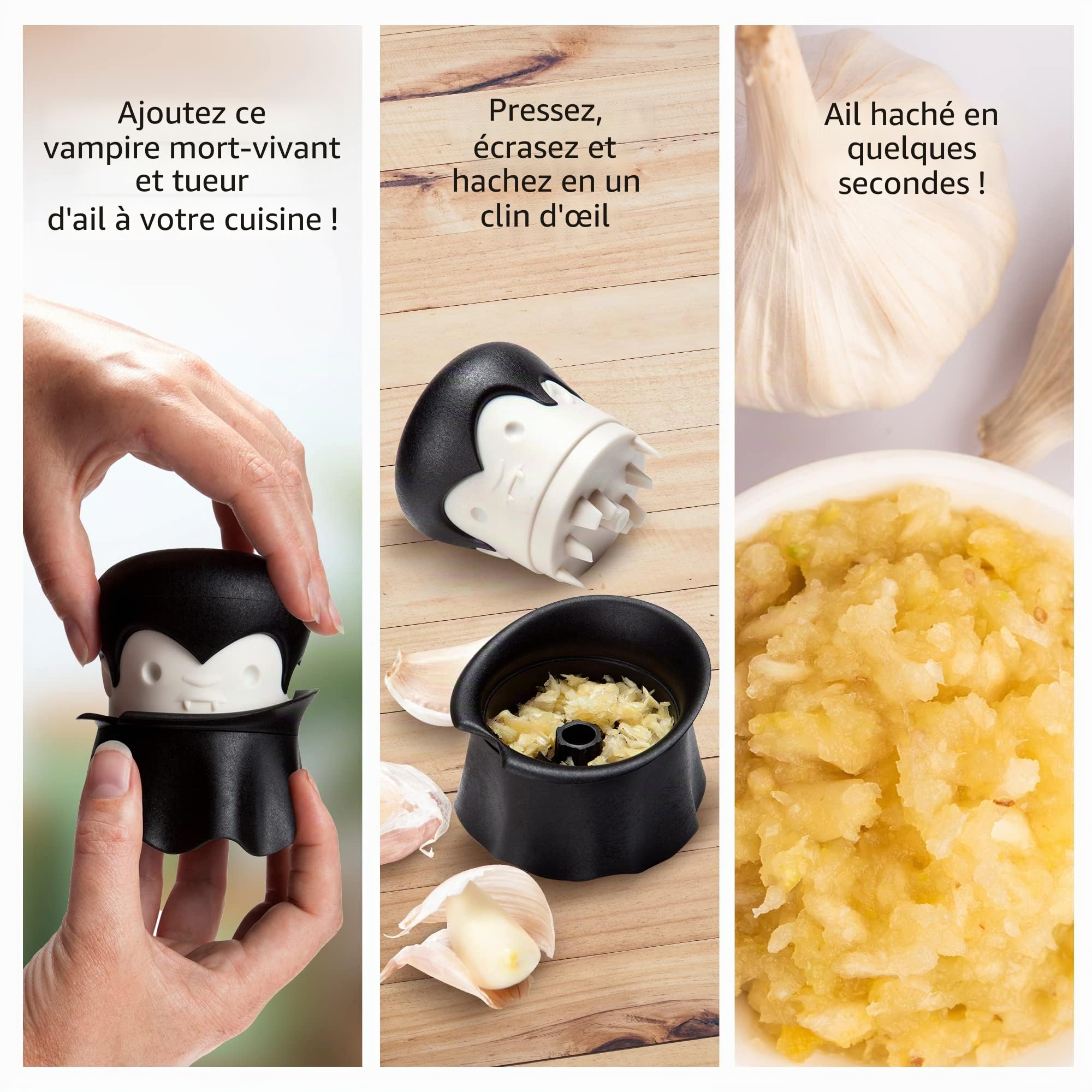 OTOTO Gracula presse ail, éplucheur d'ail, cadeaux halloween, aussi pour gingembre, noix, piments, herbes - cadeaux gothiques