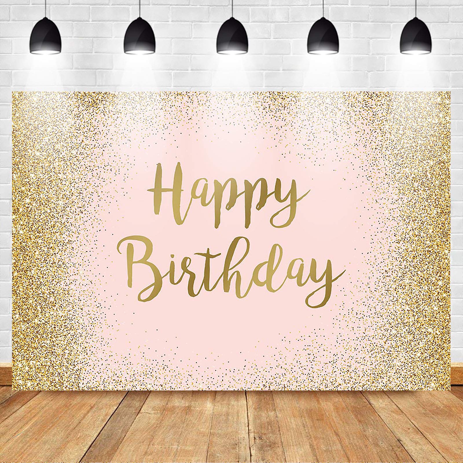 Avezano 3 x 2,1 m różowe złoto 'Happy Birthday' tło dla kobiet dziewcząt brokatowe dekoracje na przyjęcie urodzinowe baner fotografia tło budka fotograficzna rekwizyty