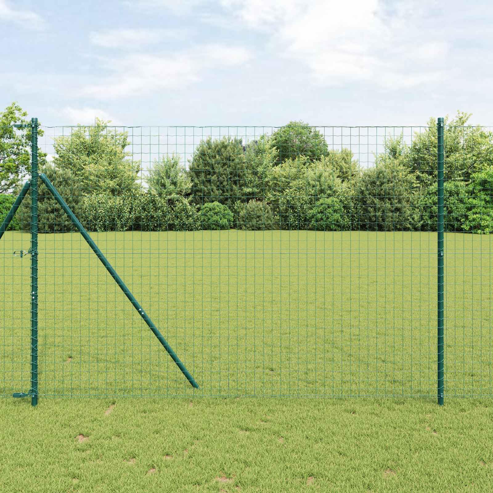 vidaXL Poste de Valla 2 pcs Verde Acero con Recubrimiento en Polvo, Poste de Cerca de Jardín, Diseño Moderno, Rectangular, Resistente al Clima, Fácil de Instalar