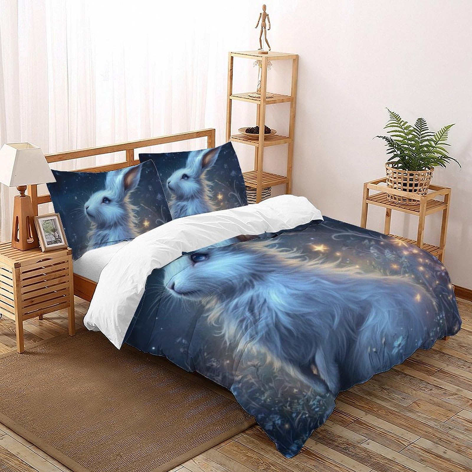 Housse de couette double 200x200cm lapin pour chambre garçon