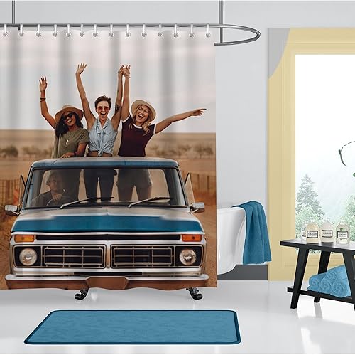 Miniatura 8 de LIVETTY Cortina de ducha con foto personalizada, cortina de baño de tela impermeable resistente y personalizada con imagen, 72 x 72 pulgadas (CAR)