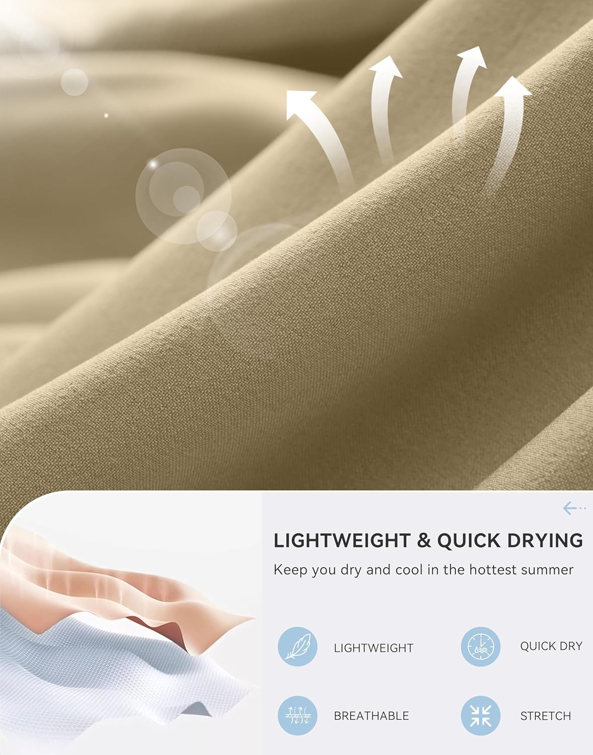 Pudolla Men's Hiking Cargo Shorts 9" Lightweight Stretch Travel Work Shorts for Men Outdoor Casual with 5 Pockets - Image 6