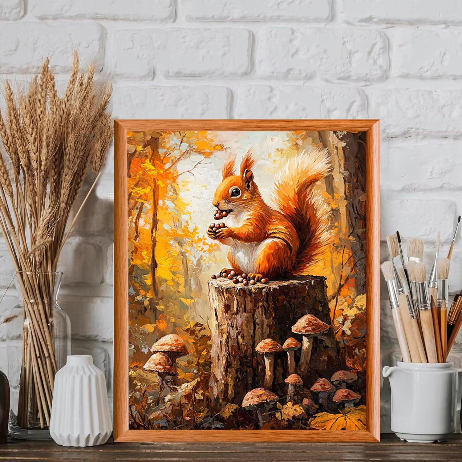 Eichhörnchen im Wald Malen Nach Zahlen Erwachsene Anfänger, 80x100cm c-826 | Handgemalt Ölgemälde Kit für Mädchen Jungen ab 7 8 9 Jahre, Rahmenlos, für die Wanddekoration zu Hause, DIY Acrylmalerei