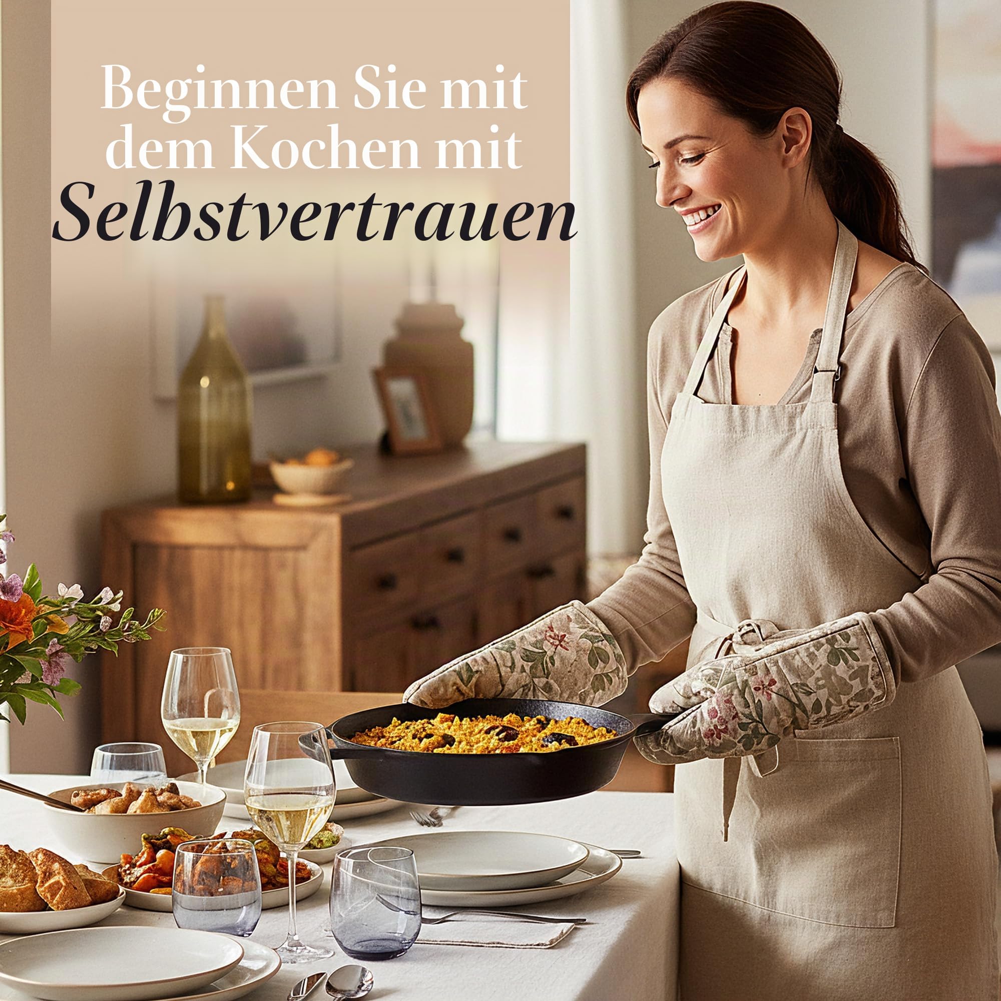 nuovva Vorgewürzter Dutch Oven Topf – Gusseiserne Bratpfanne & Grillplatte – 2-in-1 Kombi-Kocher mit Deckel – 3,2 Quart Dutch Oven, 10,25 Zoll Bratpfanne