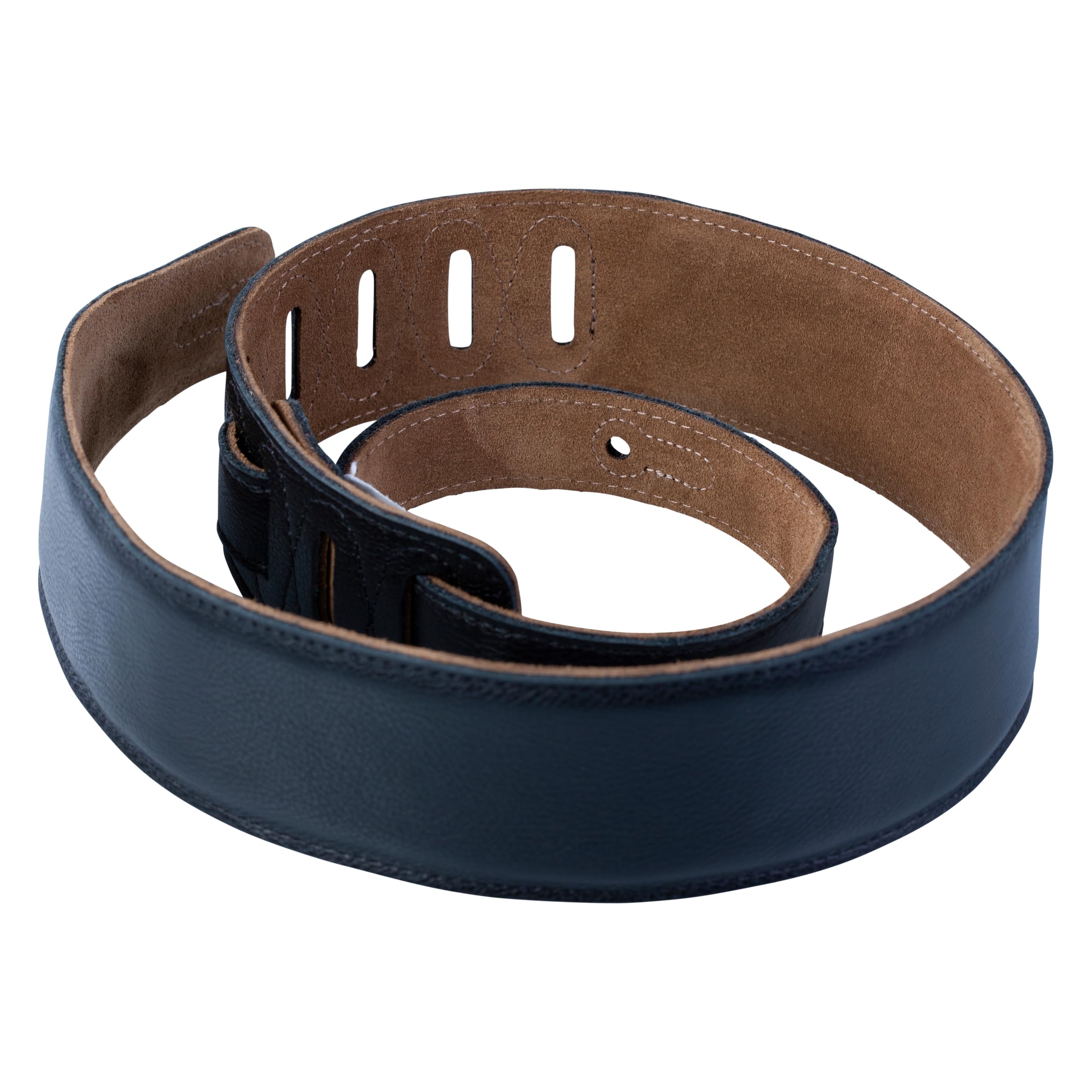 Levy's Skórzane paski na gitarę 6,5 cm (6,5") bardzo długi i wyściełany skórzany pasek do gitary; regulowany 99 cm - 163 cm | czarny (M26GF-XL-BLK)